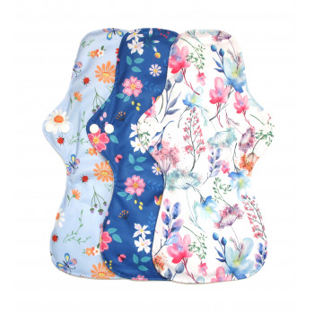 Set of 3 Bamboo Heavy Flow Pads - Floral Designs - Cloth Mama