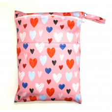 Large Wet Bag - Pink Love Hearts